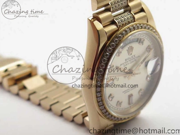 Bracelet Day-Date Dial Silver on Crystal RG A2836 Best Edition 128235 Marker Crystal BP President 36mm RG 0511